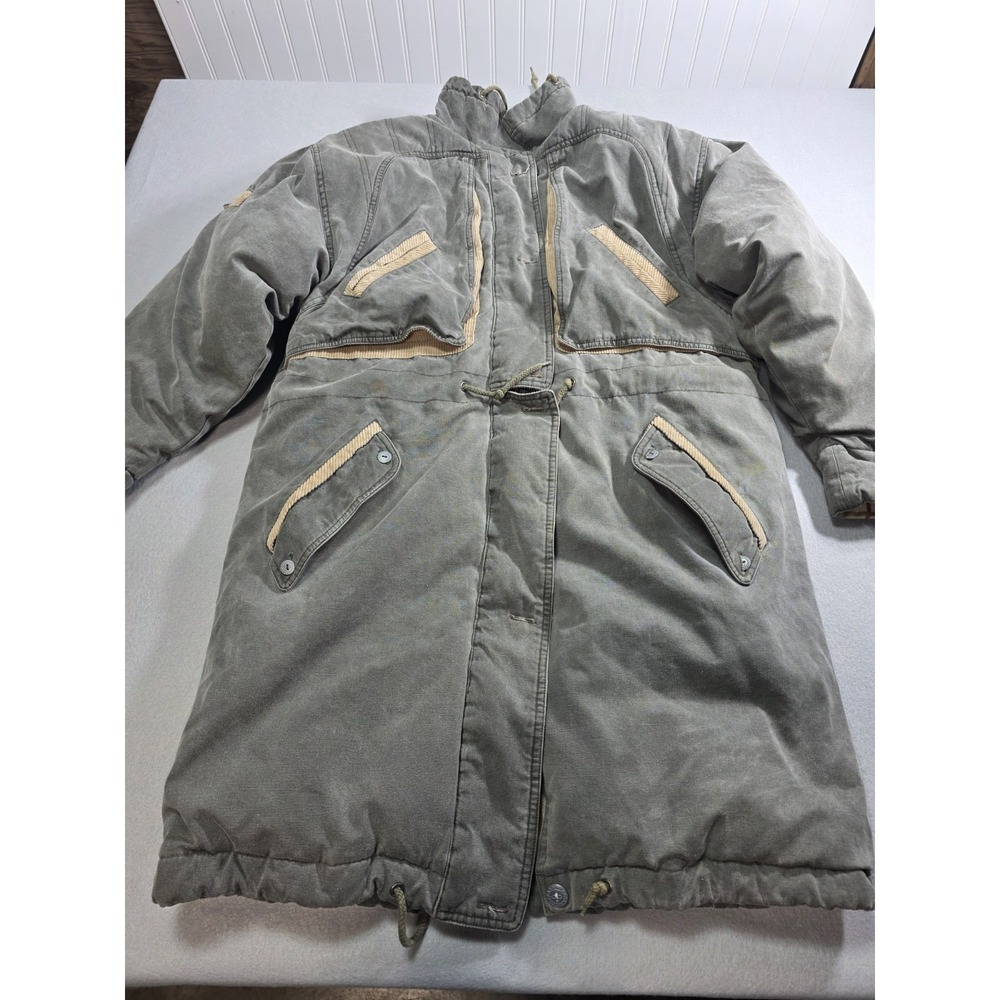Utility Long Parka Jacket in Olive Green, “large”